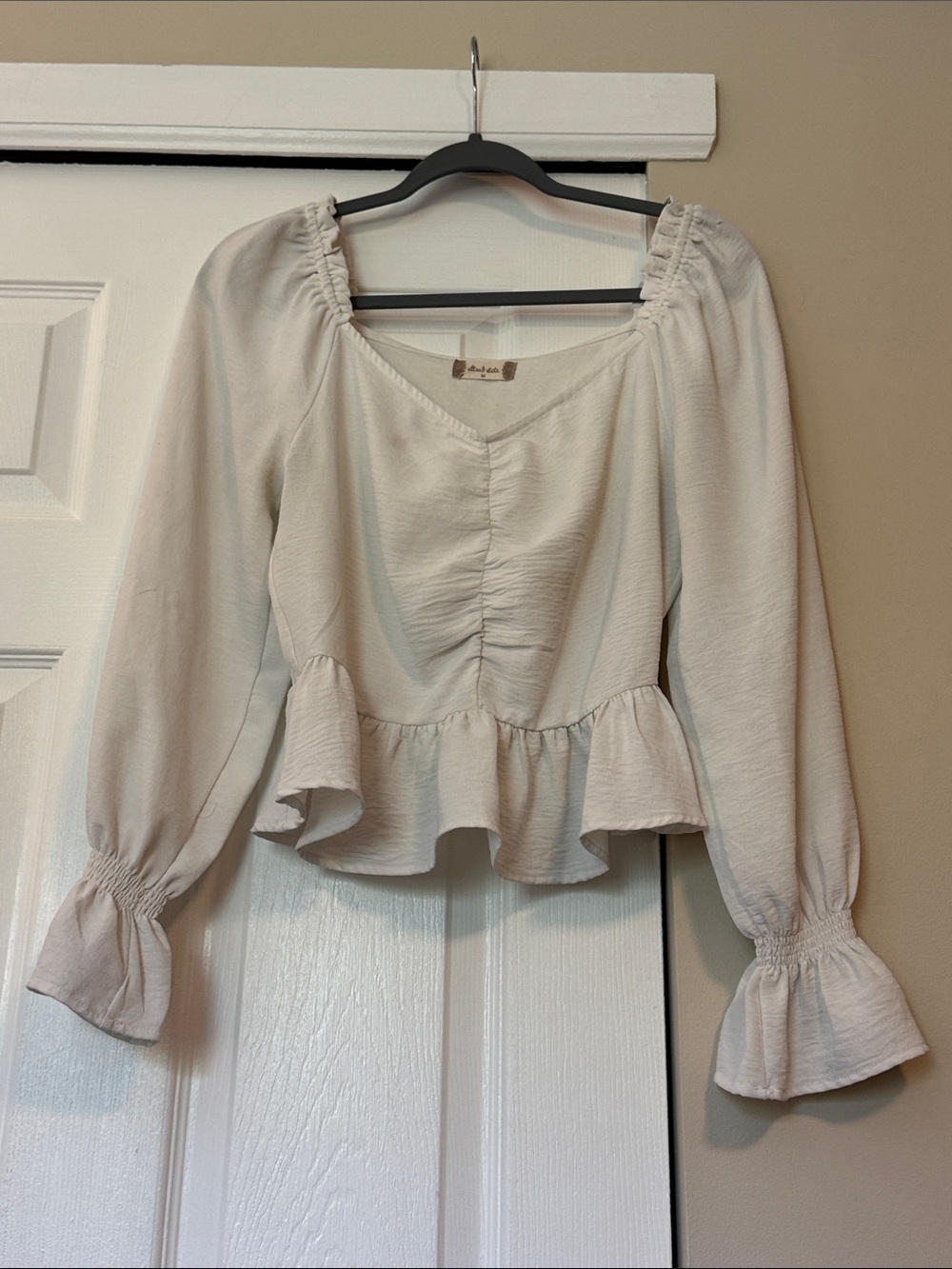 Altar'd State Cream Ruffle Peplum Blouse